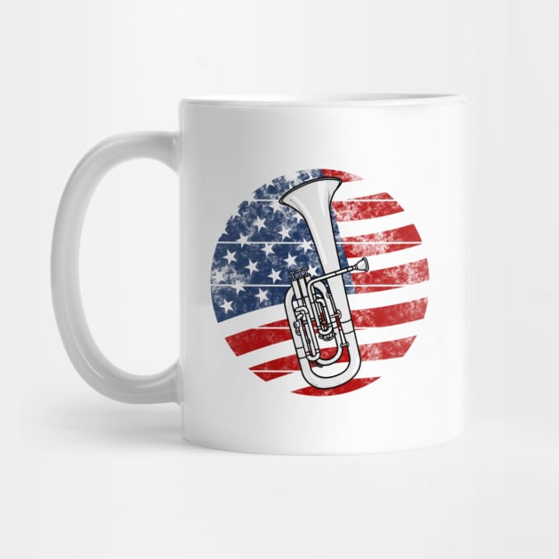 Tenor Horn USA Flag Hornist Brass Musician 4th July by doodlerob